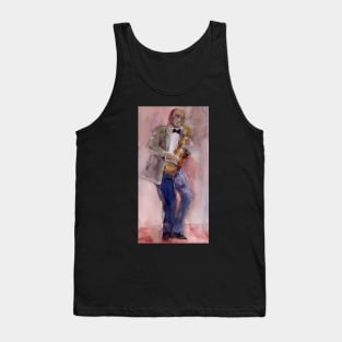 Jazzman and Saxaphone Player - man cave - kitchen Decor- Tank Top